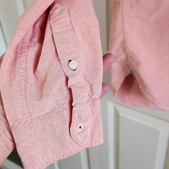 Aeropostale Mens Coral Button Down Shirt Size Med Long Sleeve Pocket Casual - Picture 4 of 9